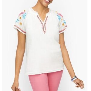 Talbots Embroidered Gauze Top